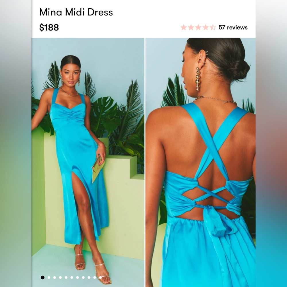 Show Me Your MuMu teal dress, hemmed to fit petite size.